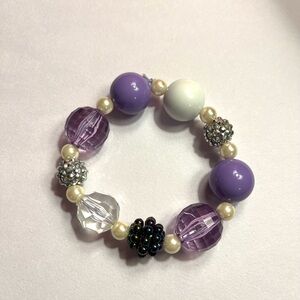 Handmade Elegant Purple and Silver Beaded Bracelet